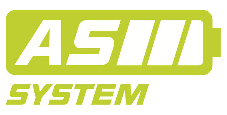 Logo for the AS-System from STIHL in the form of a light green battery symbol